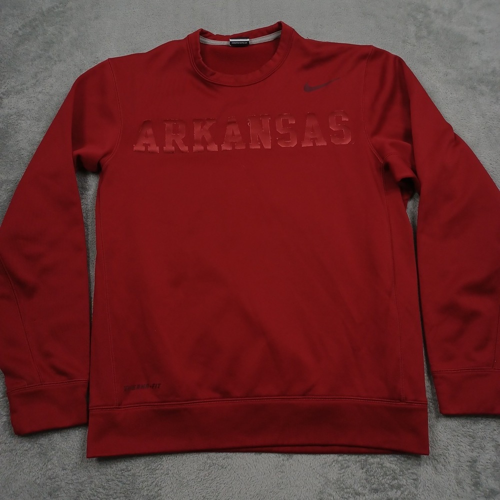 Arkansas Razorbacks Sweater Mens Small Red Nike Therma Fit Pullover